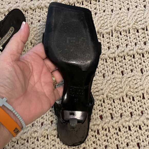 Marino Fabiani Sandals Women’s Sz38 Black Heels Rhinestone Accent.‎ W/defects on - Picture 9 of 15